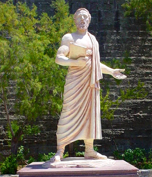 Modern statue of Herodotus, in Bodrum, Turkey courtesy arie akkermans