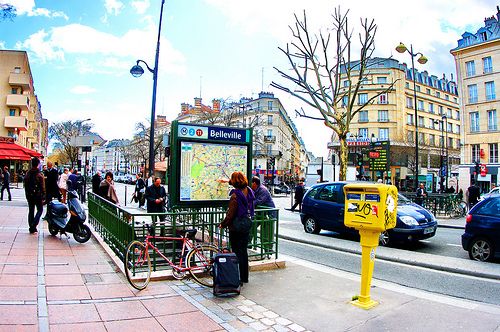 Entrance to the subway at Belleville, Paris.