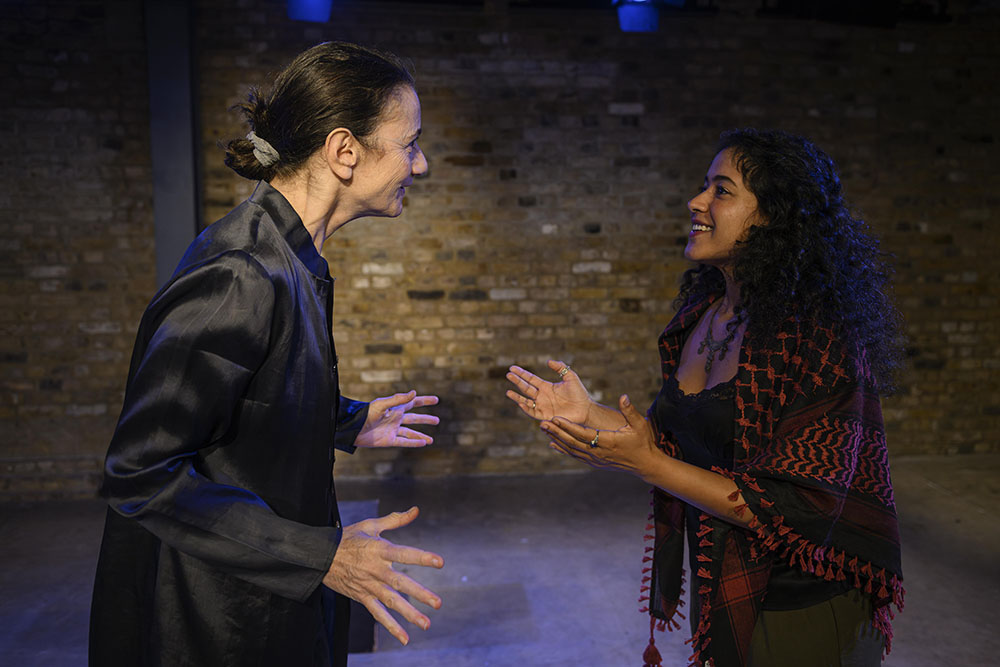 Ruth Lass as Natalie and Sara Masry as Hind in Dare Not Speak? - photo David Monteith-Hodge, courtesy Arcola Theatre