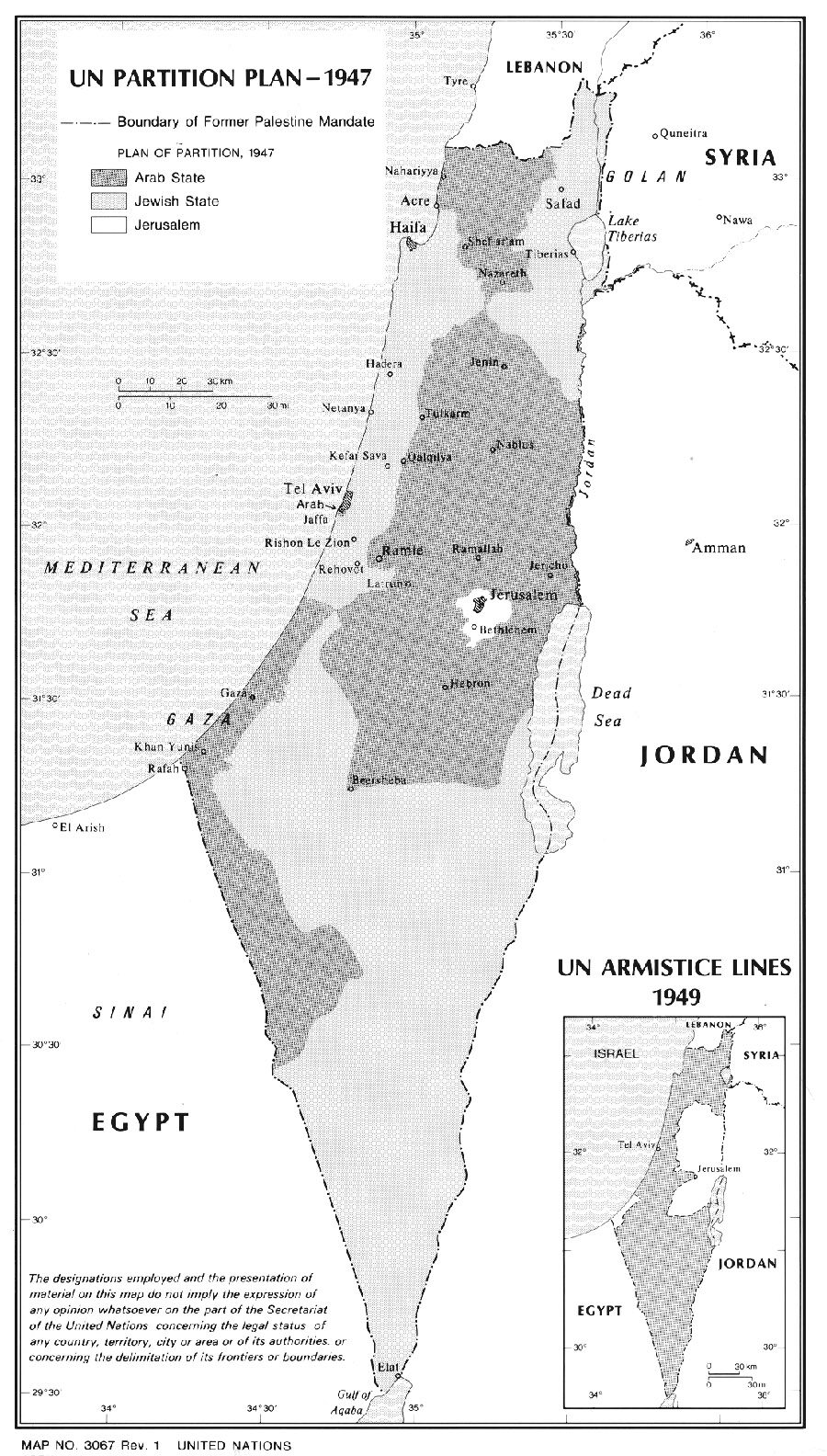 Official United Nations 1947 Partition Plan map (courtesy UN).