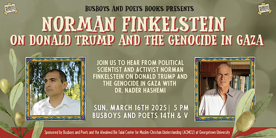 Norman Finkelstein at Busboys and Poets in DC.