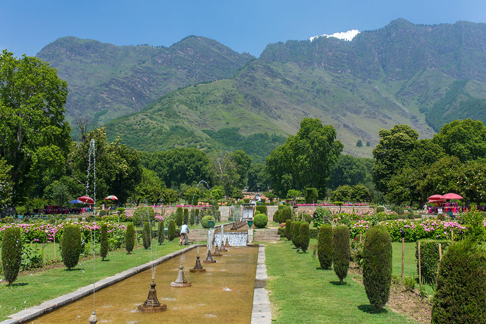 Mughal garden in Srinagar, Kashmir, India photo Aliaksandr Mazurkevich