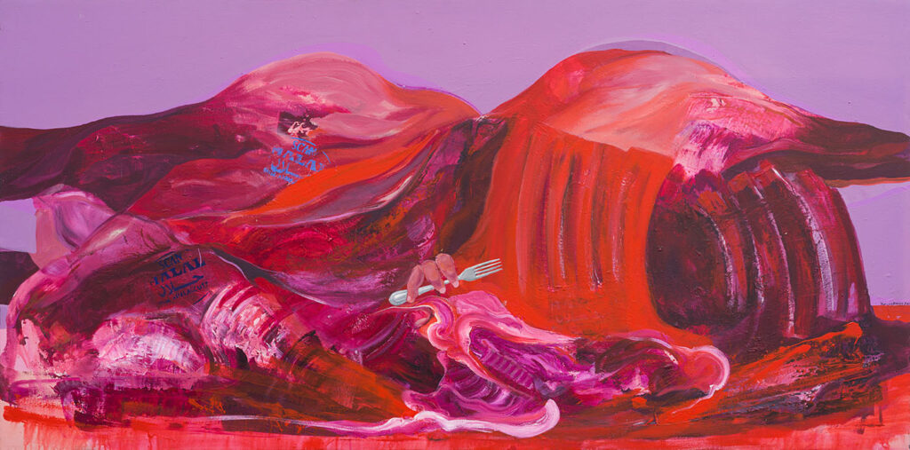 Kais Salman The First Dinner acrylic on canvas 100x200cm 2014 courtesy ayyam gallery dubai