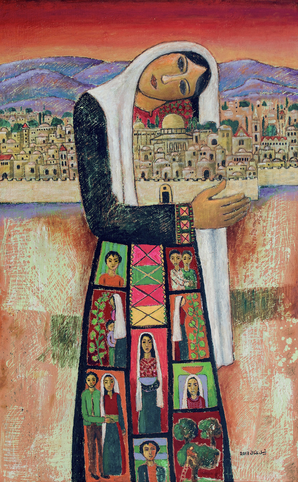 Nabil Anani, "Silat Al-Thaher," 128x103cm 2024 (courtesy Zawyeh Gallery).
