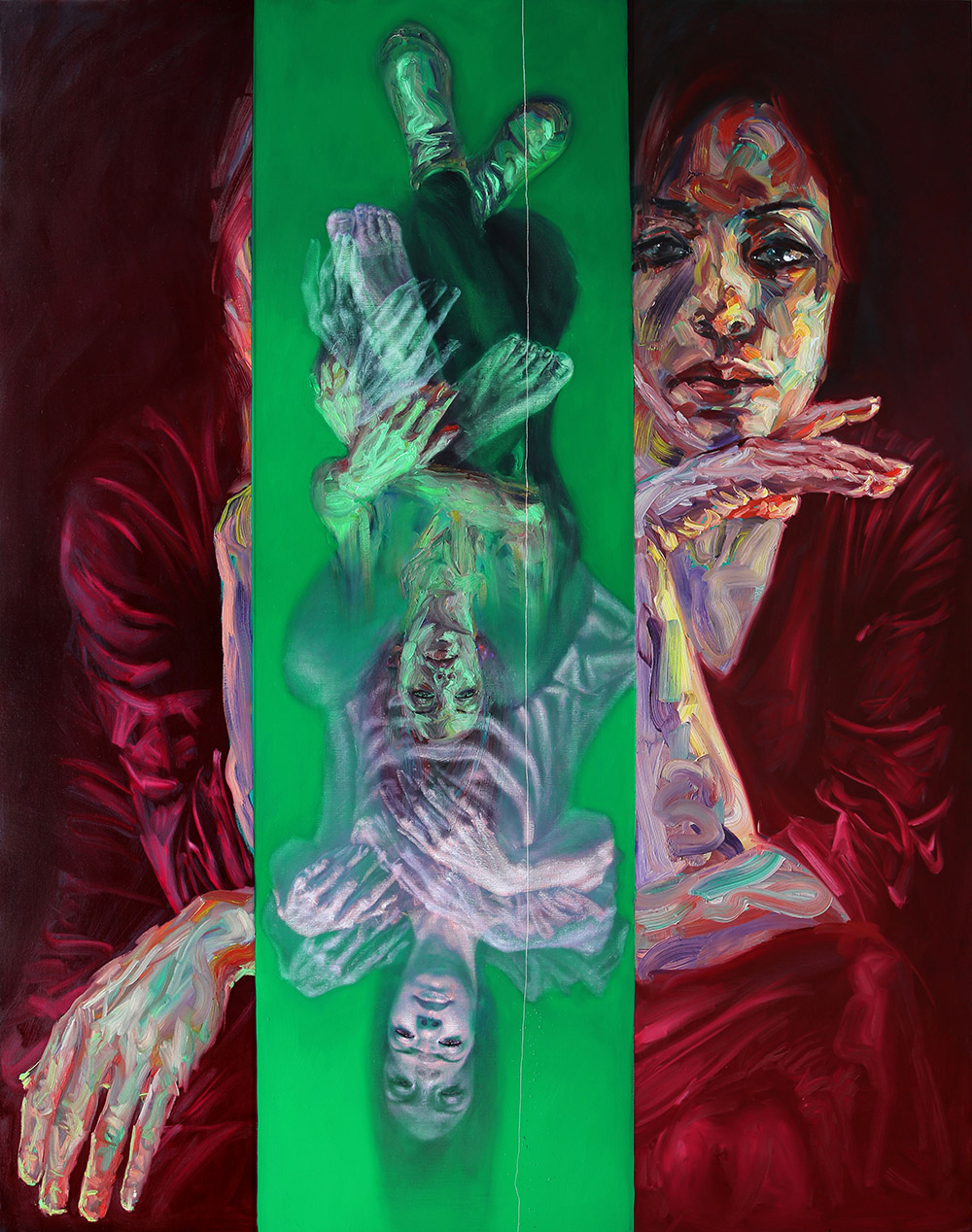 Sara Shamma The-fall oil-on-canvas 200x250 2019 from Modern Slavery seriesjpg