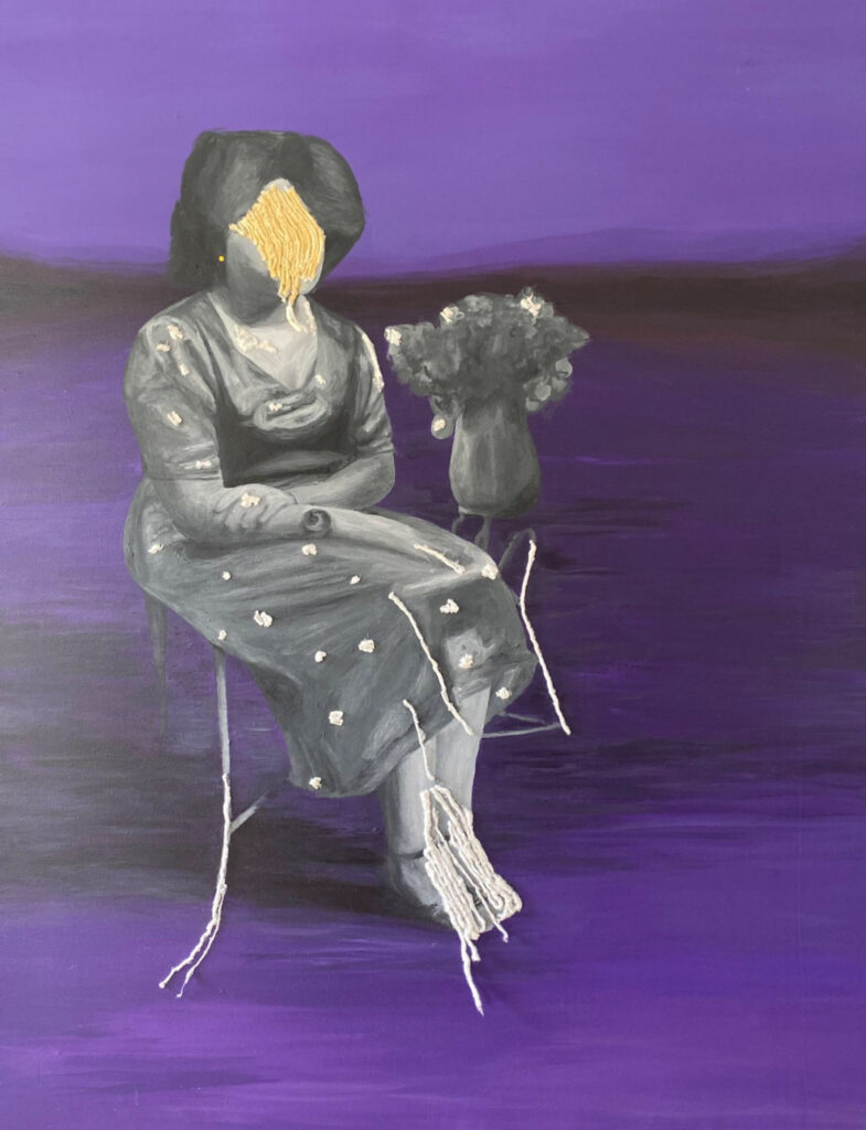 Waleed Mohammed ‘B.W.C.B.N. 03’ (2024) 99 x 127 am Acrylic and cotton on canvas 2024