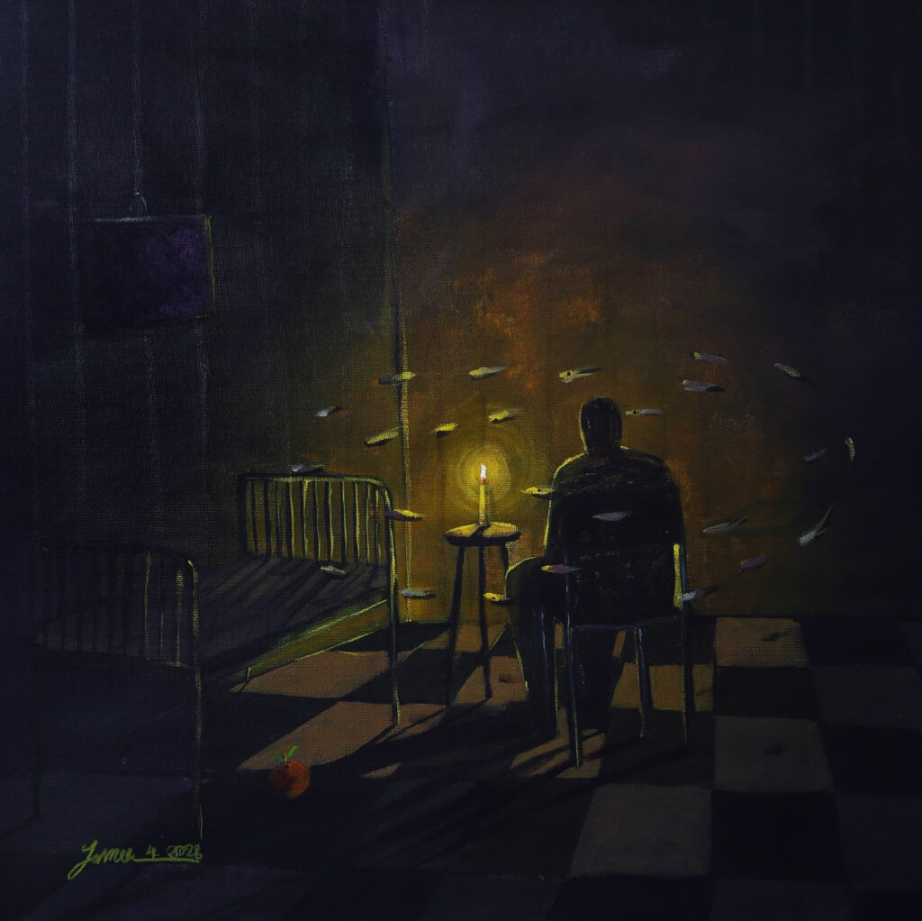 Yasmeen Abdullah ‘Soul’s dusk’ (2025) 50cm x 50cm