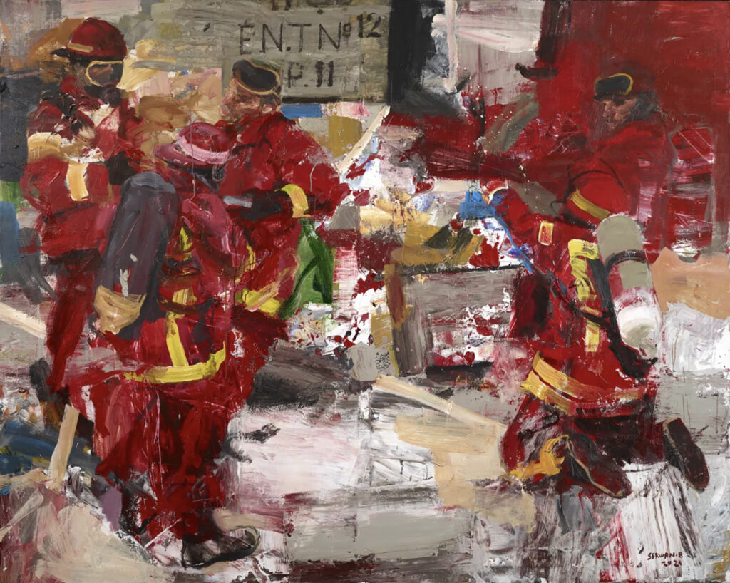 Serwan Baran, "30 Seconds Out of Time," acrylic on canvas, 200x253cm, 2021