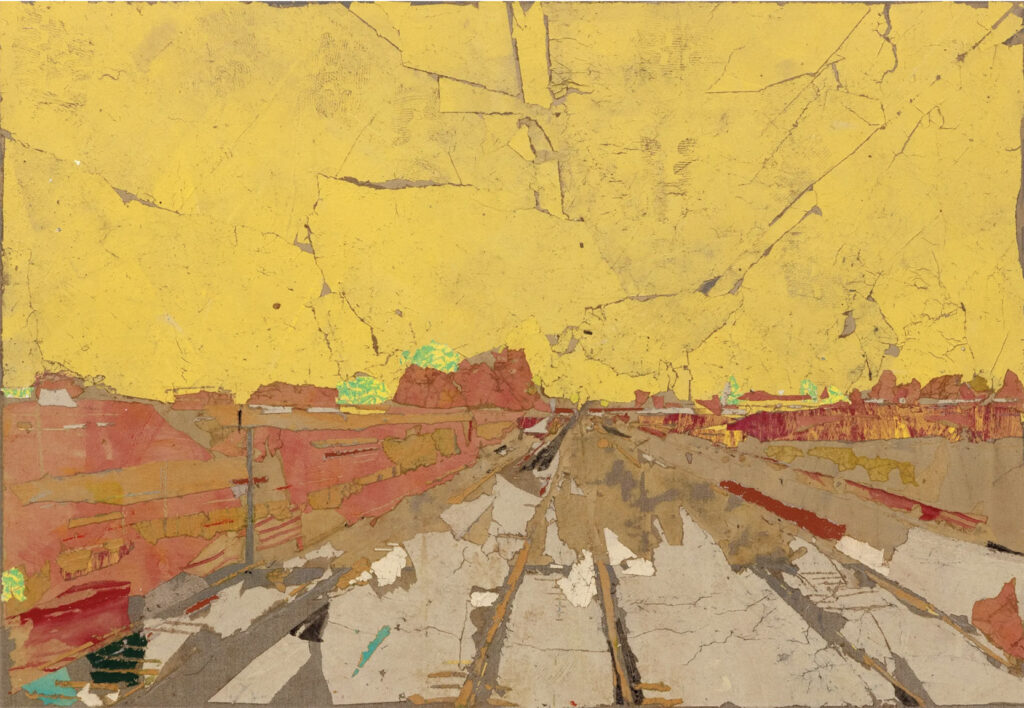 Tammam Azzam Untitled in the Diary series - paper collage on canvas 90x130cm 2023 courtesy ayyam gallery