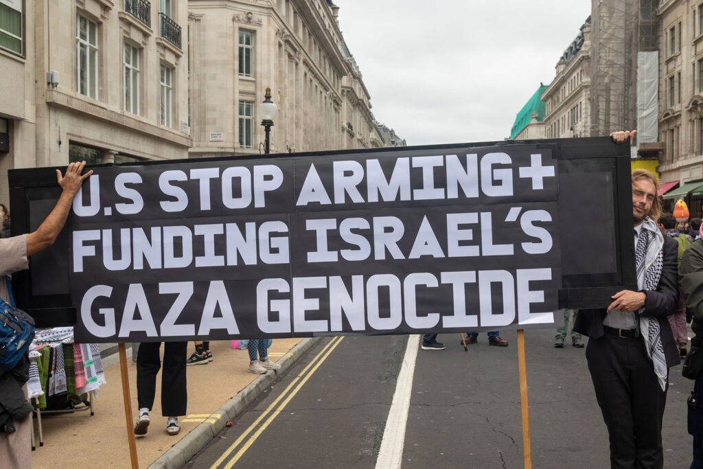 A march protesting against the Trump Administration's support of Israel, London, Sept. 17, 2025 (photo Ben Gingell).