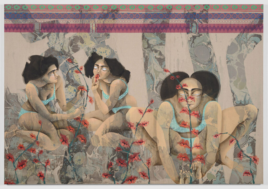 Hayv Kahraman Lip Plants oil and acrylic on linen 80x115in 2023 courtesy Jack Shainman Gallery